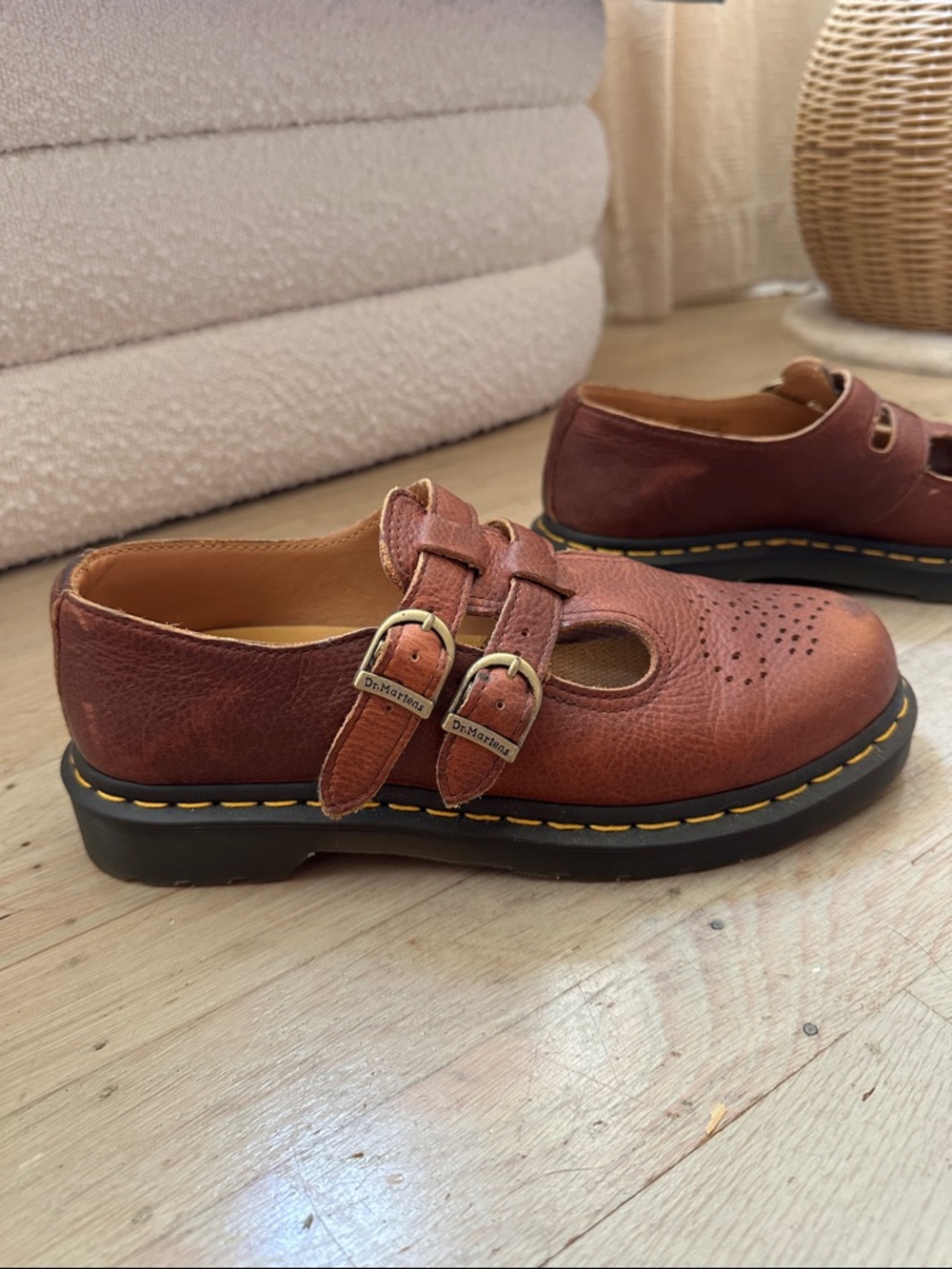 Dr. Martens Chestnut Brown Leather Mary Jane Shoes - Picture 4 of 8